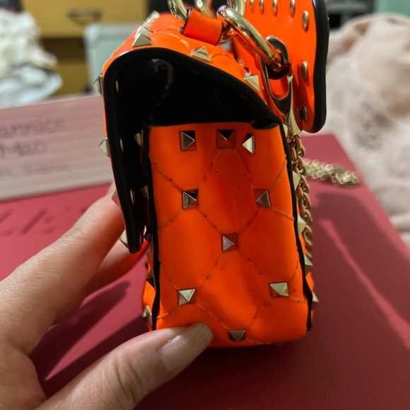 Valentino Mini Fluo ORANGE Rockstud Spike Bag - Picture 3 of 7